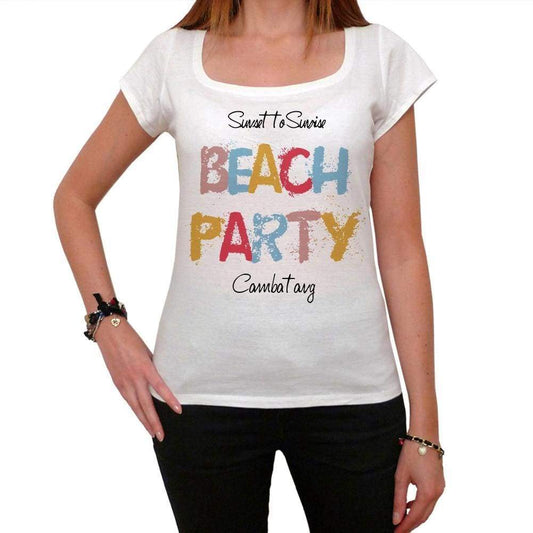 Cambatang Beach Party White Womens Short Sleeve Round Neck T-Shirt 00276 - White / Xs - Casual