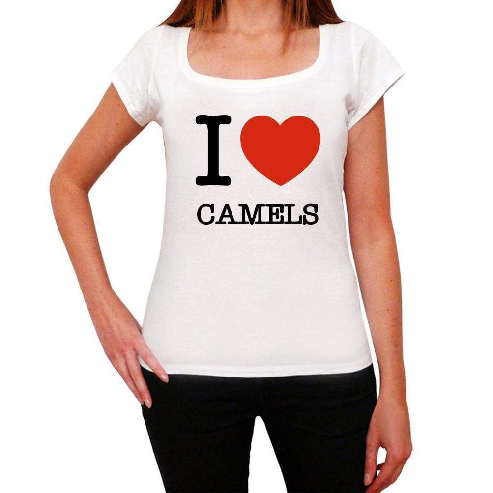 Camels Love Animals White Womens Short Sleeve Round Neck T-Shirt 00065 - White / Xs - Casual