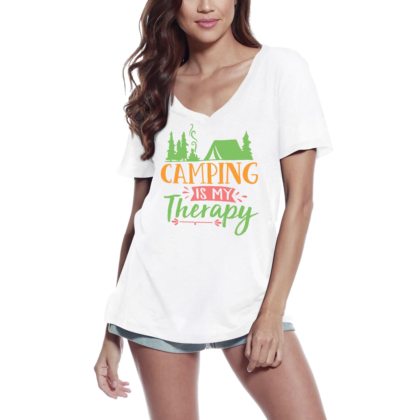 ULTRABASIC Damen T-Shirt Camping is My Therapy – Adventure Kurzarm T-Shirt Tops