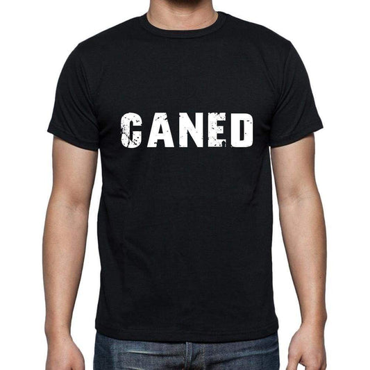Caned Mens Short Sleeve Round Neck T-Shirt 5 Letters Black Word 00006 - Casual