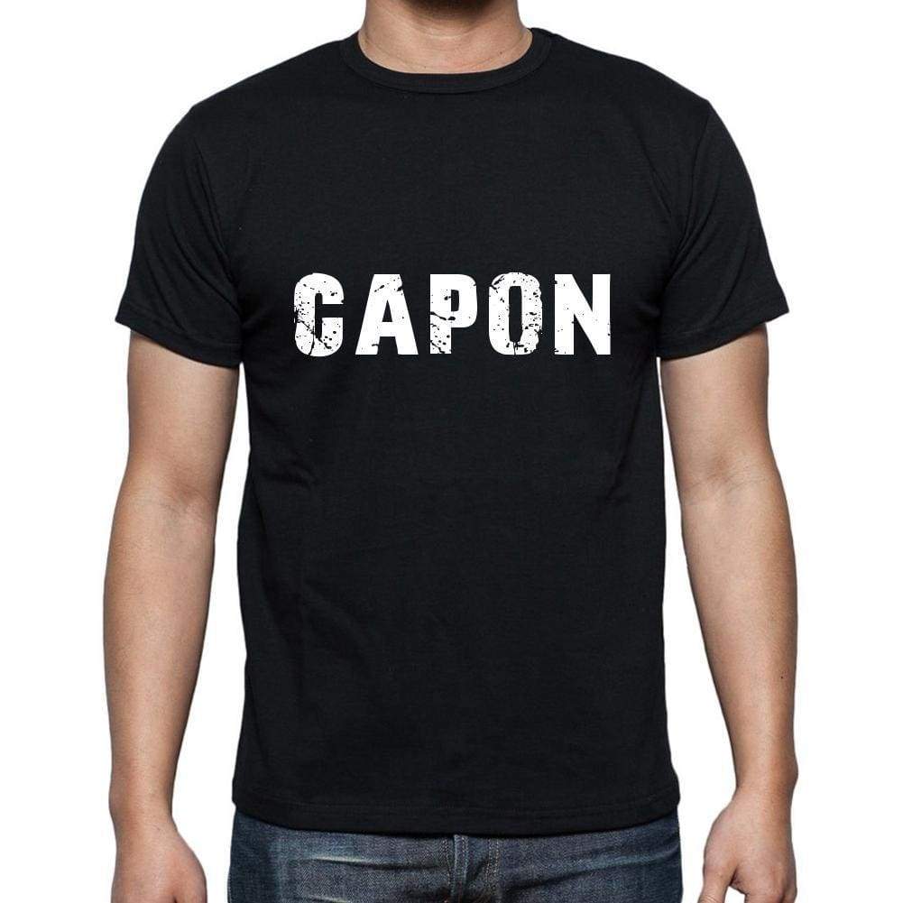 Capon Mens Short Sleeve Round Neck T-Shirt 5 Letters Black Word 00006 - Casual