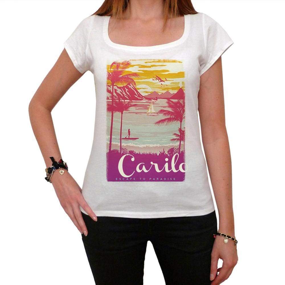 Carilo Escape To Paradise Womens Short Sleeve Round Neck T-Shirt 00280 - White / Xs - Casual