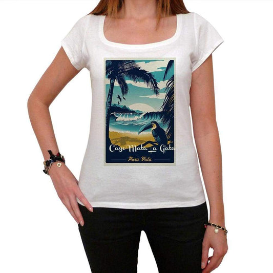 Cayo Mata La Gata Pura Vida Beach Name White Womens Short Sleeve Round Neck T-Shirt 00297 - White / Xs - Casual