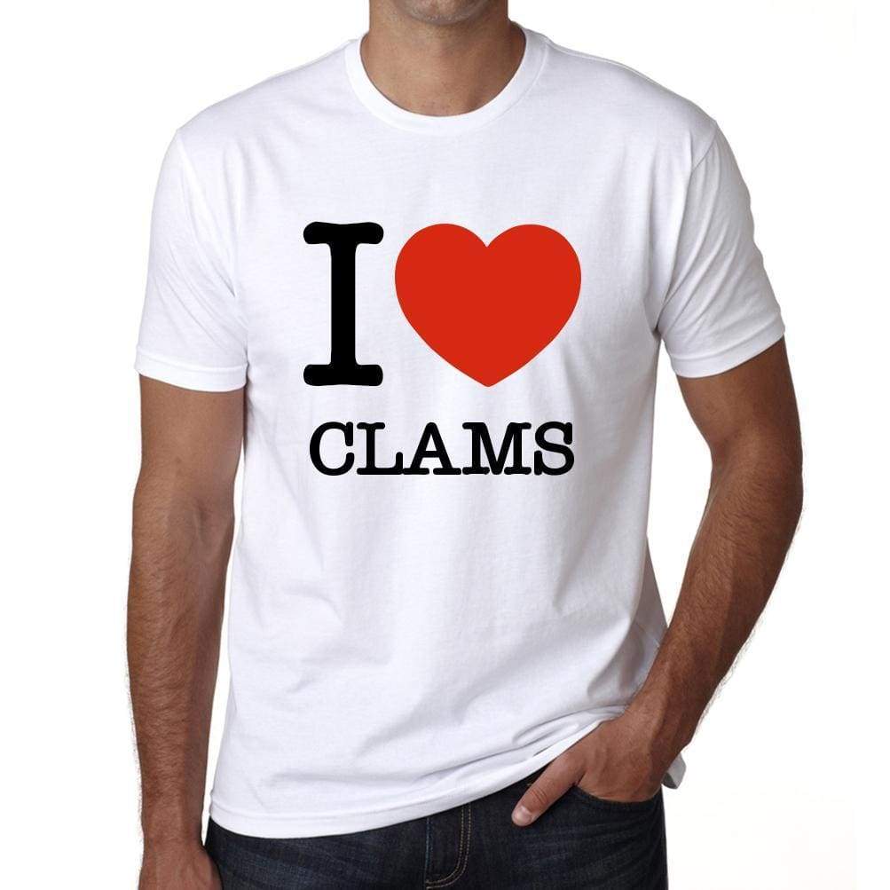 Clams Mens Short Sleeve Round Neck T-Shirt - White / S - Casual