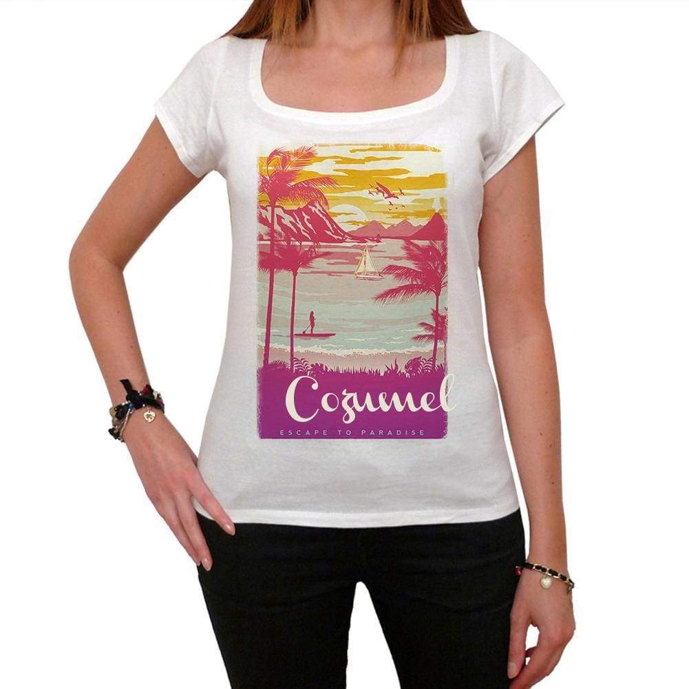 Cozumel Escape To Paradise Womens Short Sleeve Round Neck T-Shirt 00280 - White / Xs - Casual