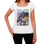 Crucoli Beach Name Palm White Womens Short Sleeve Round Neck T-Shirt 00287 - White / Xs - Casual