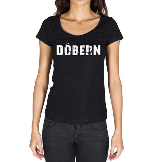 Döbern German Cities Black Womens Short Sleeve Round Neck T-Shirt 00002 - Casual