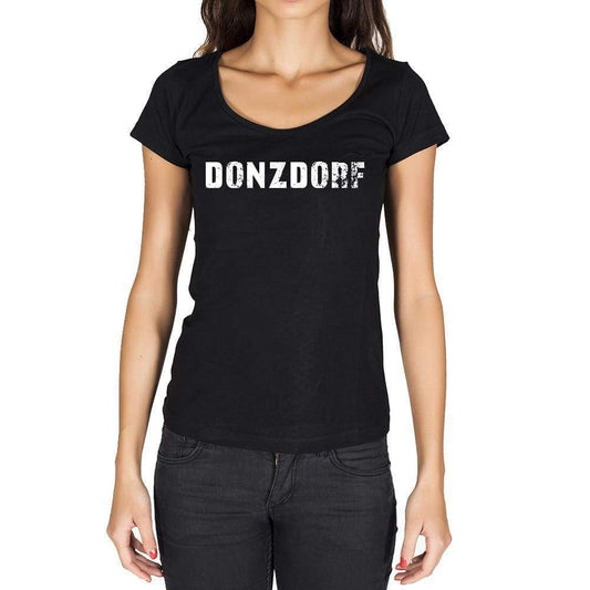 Donzdorf German Cities Black Womens Short Sleeve Round Neck T-Shirt 00002 - Casual