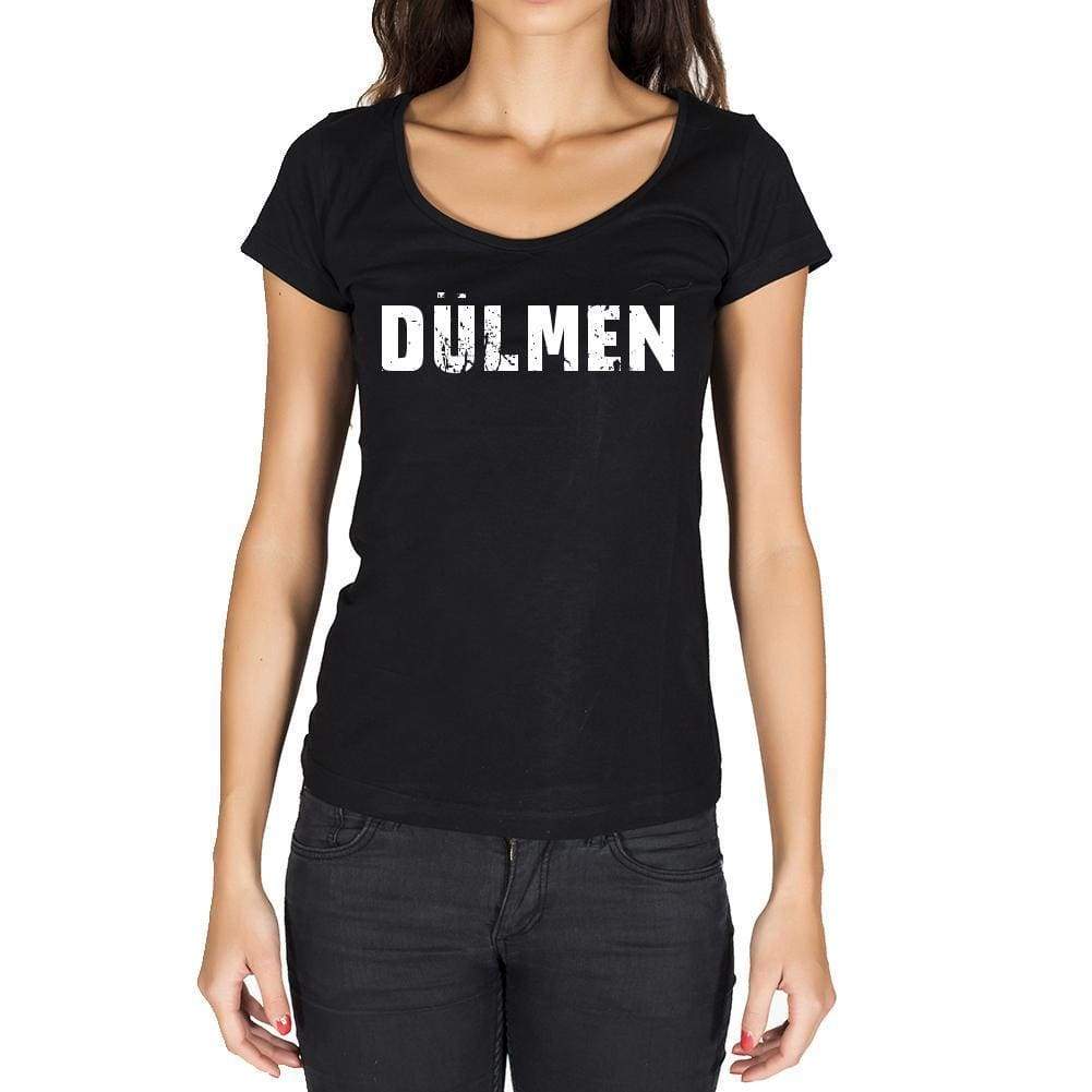 Dülmen German Cities Black Womens Short Sleeve Round Neck T-Shirt 00002 - Casual