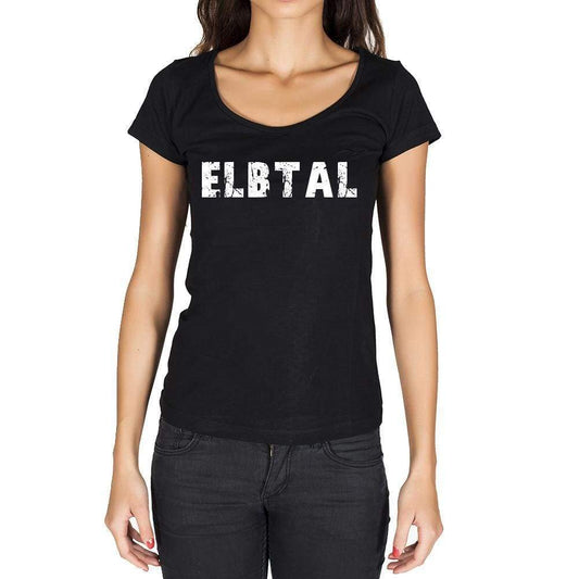 Elbtal German Cities Black Womens Short Sleeve Round Neck T-Shirt 00002 - Casual