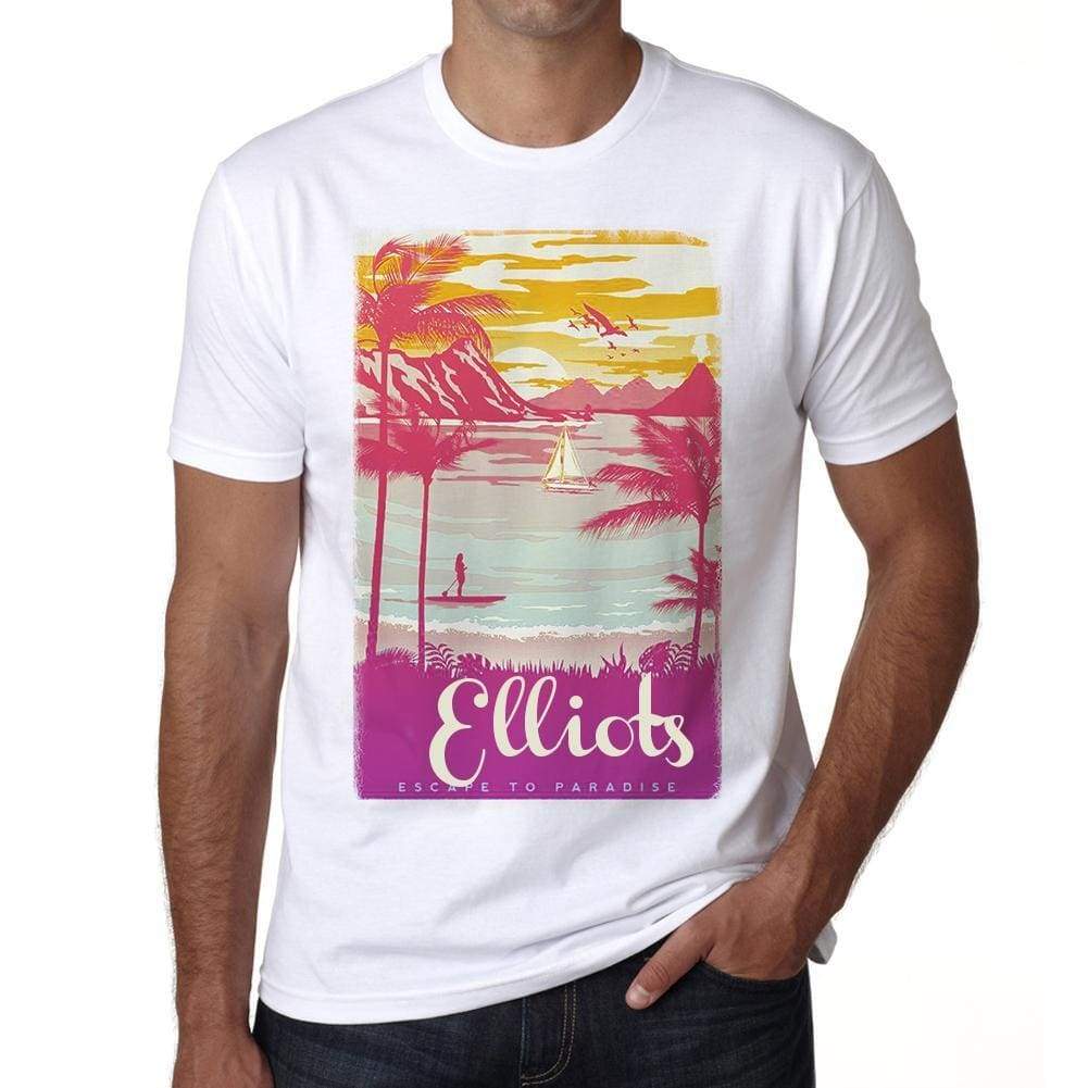 Elliots Escape To Paradise White Mens Short Sleeve Round Neck T-Shirt 00281 - White / S - Casual