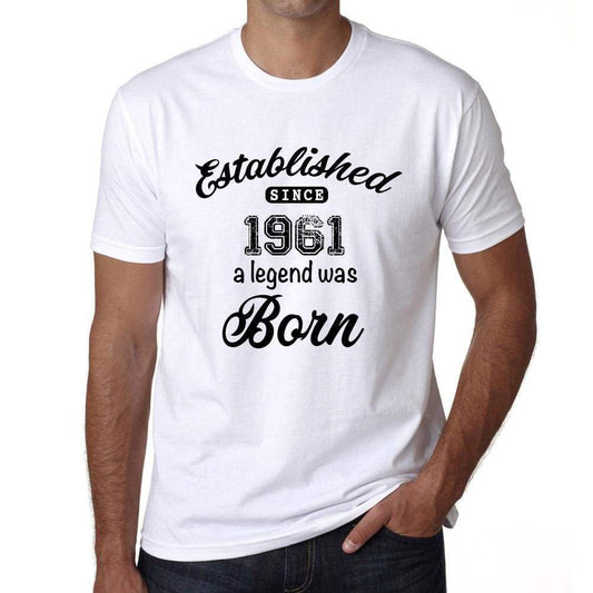 Established Since 1961 Mens Short Sleeve Round Neck T-Shirt 00095 - White / S - Casual