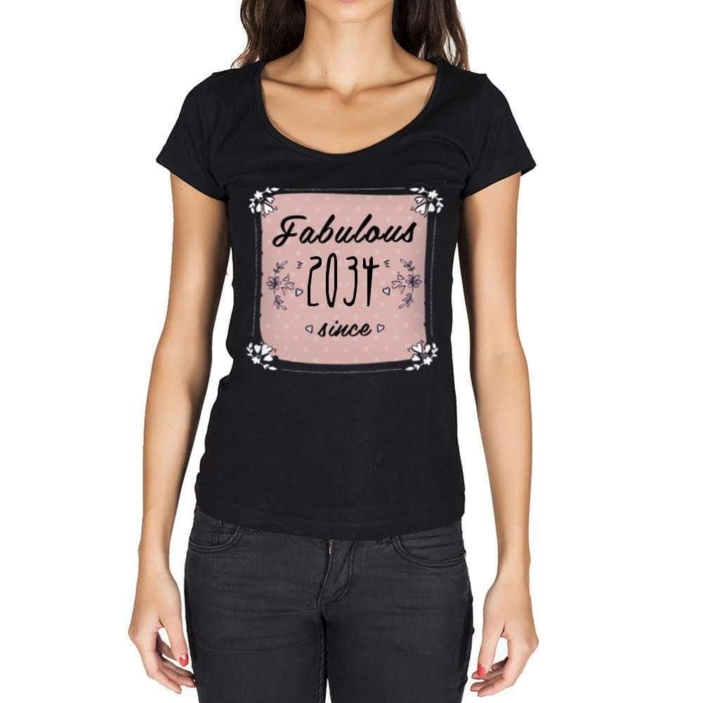 Fabulous Since 2034 Womens T-Shirt Black Birthday Gift 00434 - Black / Xs - Casual