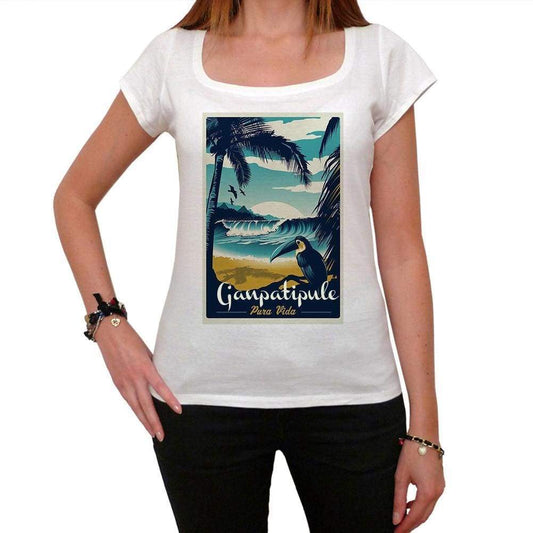 Ganpatipule Pura Vida Beach Name White Womens Short Sleeve Round Neck T-Shirt 00297 - White / Xs - Casual
