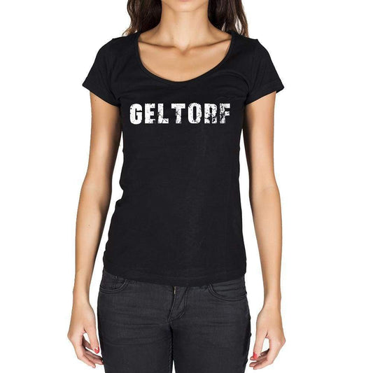 Geltorf German Cities Black Womens Short Sleeve Round Neck T-Shirt 00002 - Casual