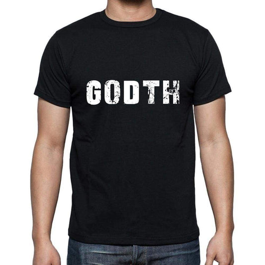 Godth Mens Short Sleeve Round Neck T-Shirt 5 Letters Black Word 00006 - Casual