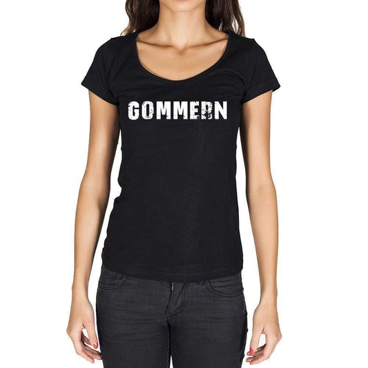 Gommern German Cities Black Womens Short Sleeve Round Neck T-Shirt 00002 - Casual