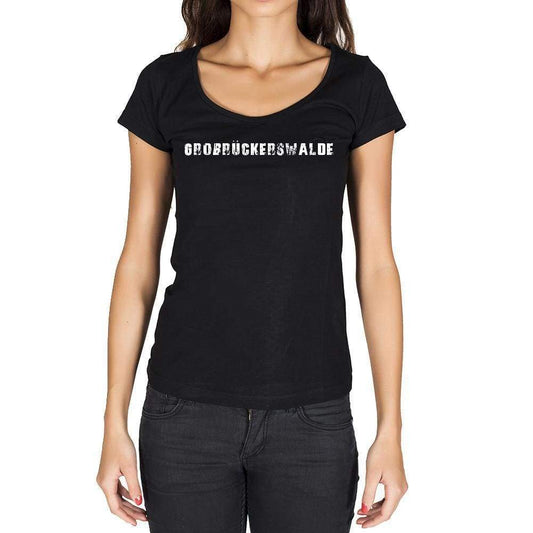 Großrückerswalde German Cities Black Womens Short Sleeve Round Neck T-Shirt 00002 - Casual