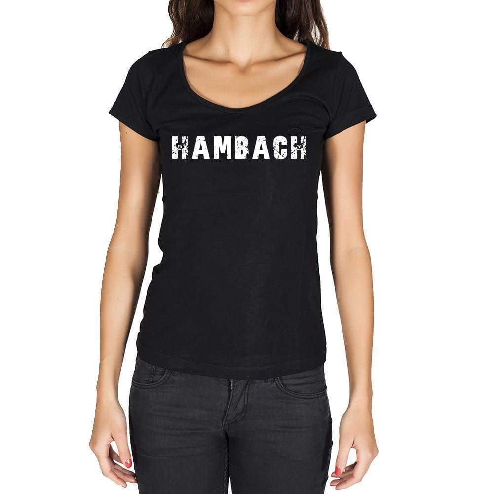 Hambach German Cities Black Womens Short Sleeve Round Neck T-Shirt 00002 - Casual
