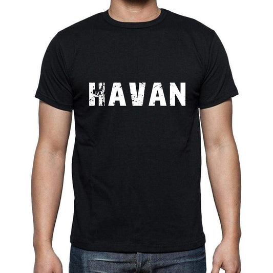 Havan Mens Short Sleeve Round Neck T-Shirt 5 Letters Black Word 00006 - Casual