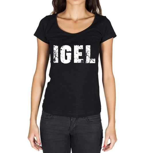 Igel German Cities Black Womens Short Sleeve Round Neck T-Shirt 00002 - Casual