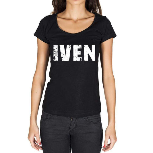 Iven German Cities Black Womens Short Sleeve Round Neck T-Shirt 00002 - Casual