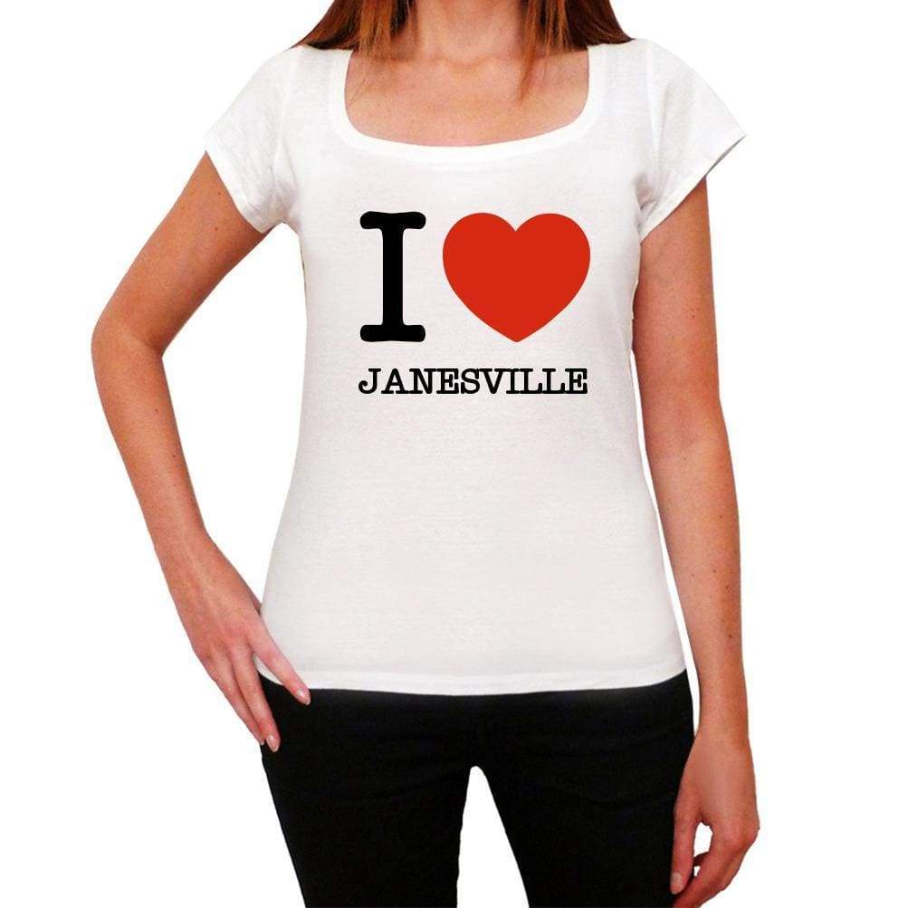 Janesville I Love Citys White Womens Short Sleeve Round Neck T-Shirt 00012 - White / Xs - Casual