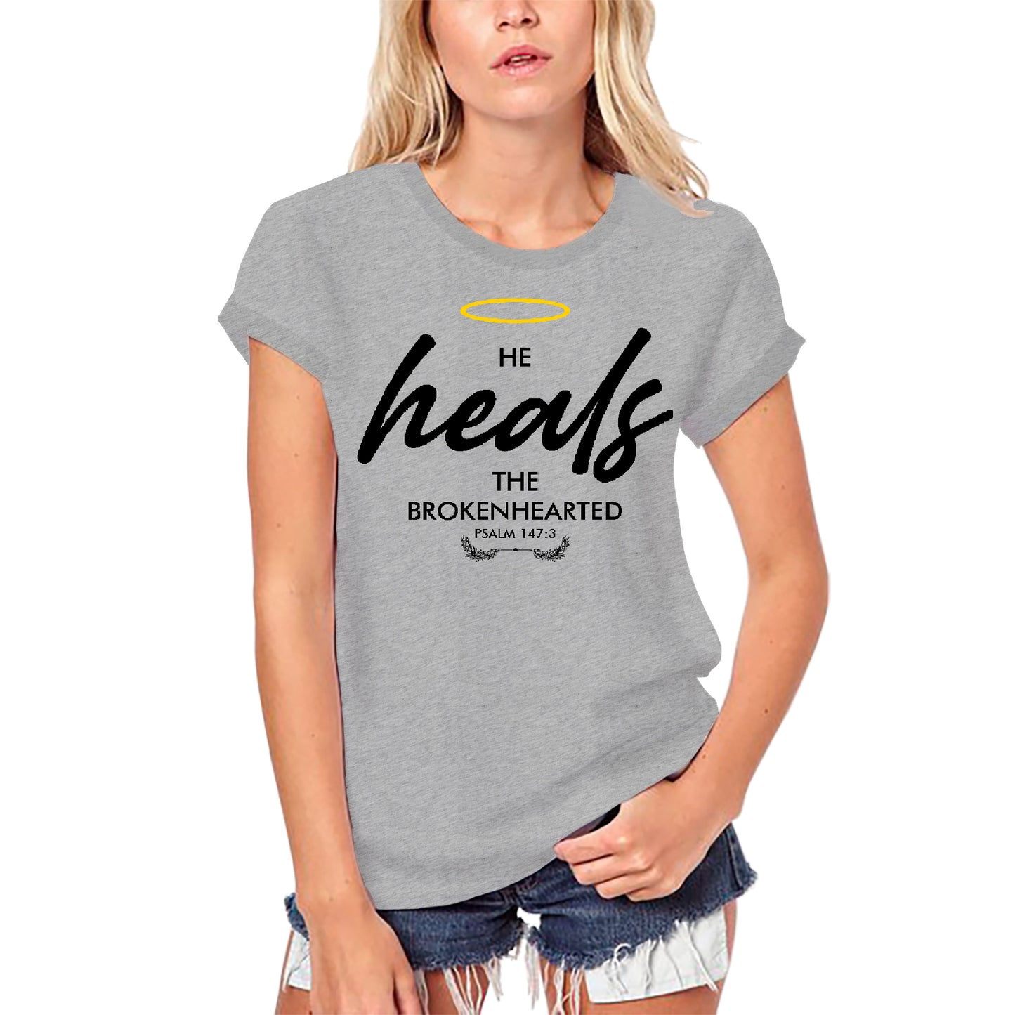 T-shirt biologique ULTRABASIC pour femmes Il guérit le cœur brisé - Chemise religieuse