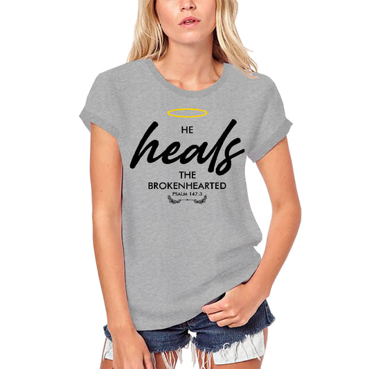 ULTRABASIC Damen Bio-T-Shirt He Heals the Broken Heart – Religiöses Shirt
