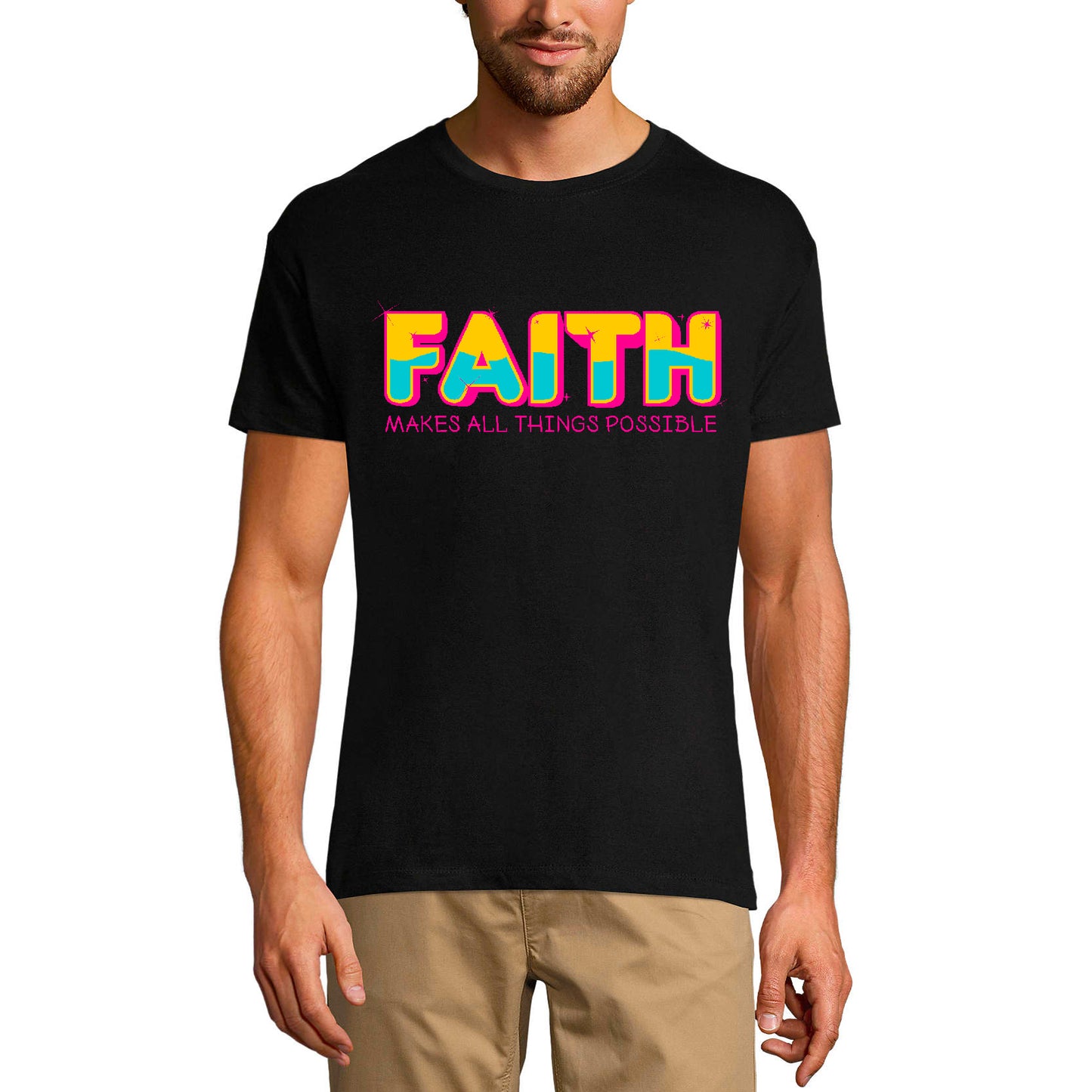 ULTRABASIC Men's Religious T-Shirt Faith Makes All Things Possible Shirt