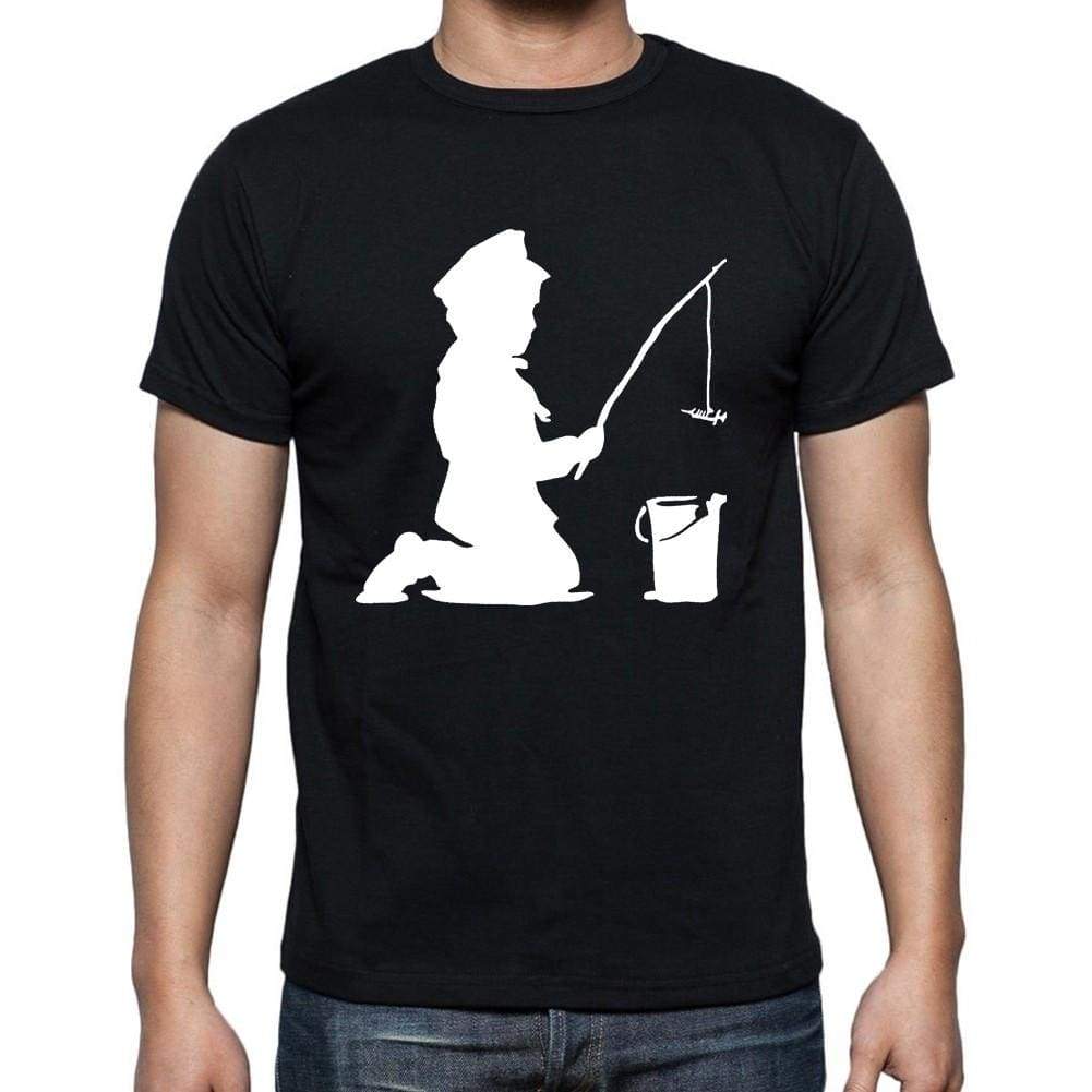 Kid Fishing Black Gift Tshirt Mens Tee Black 00191