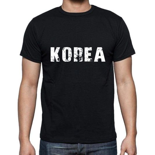 Korea Mens Short Sleeve Round Neck T-Shirt 5 Letters Black Word 00006 - Casual