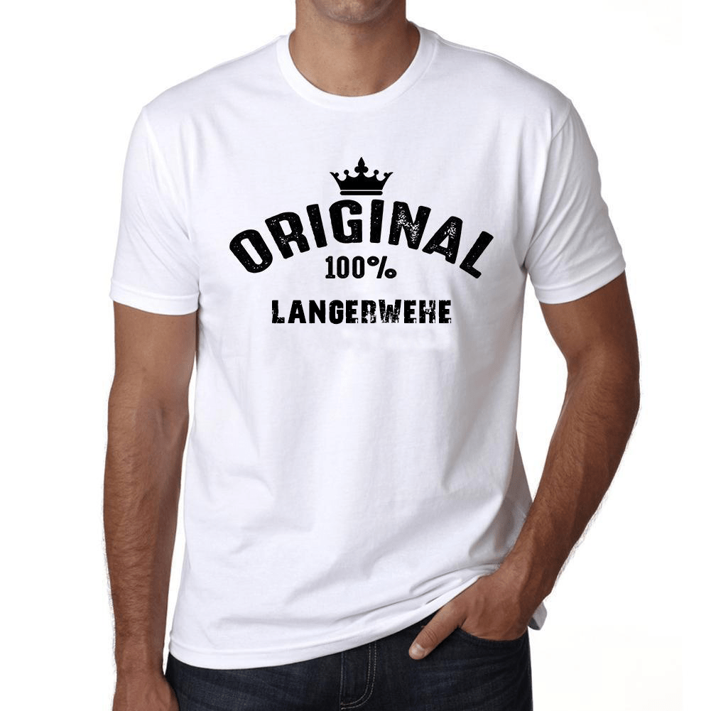 Langerwehe 100% German City White Mens Short Sleeve Round Neck T-Shirt 00001 - Casual