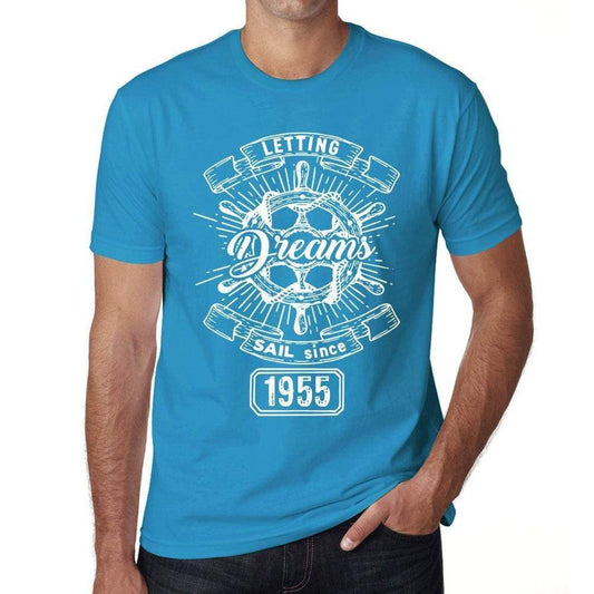 Letting Dreams Sail Since 1955 Mens T-Shirt Blue Birthday Gift 00404 - Blue / Xs - Casual