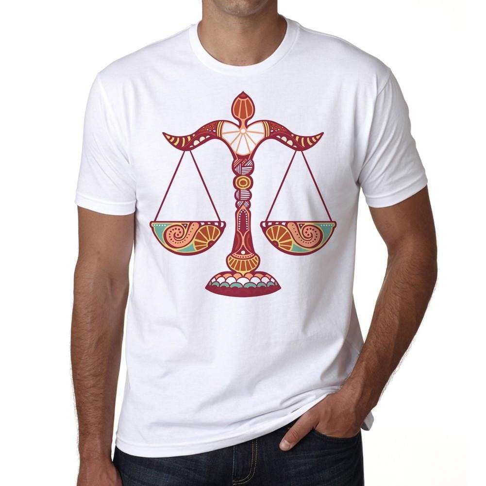 Libra Zodiac Sign Mens White Tee 100% Cotton 00213