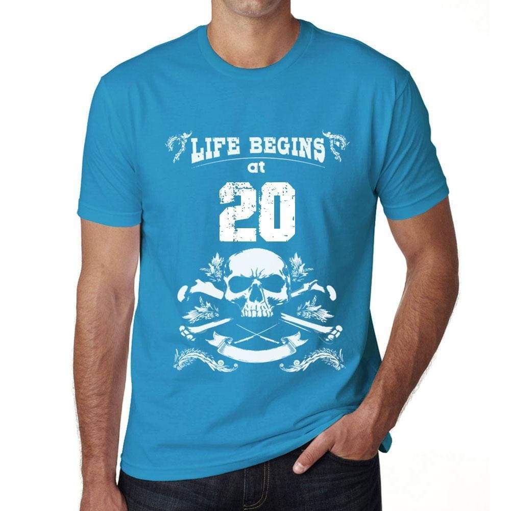 Life Begins At 20 Mens T-Shirt Blue Birthday Gift 00451 - Blue / Xs - Casual