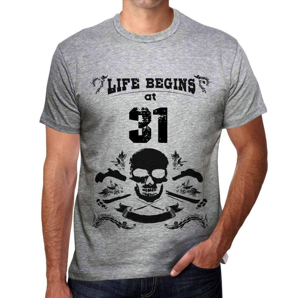 Life Begins At 31 Mens T-Shirt Grey Birthday Gift 00450 - Grey / S - Casual