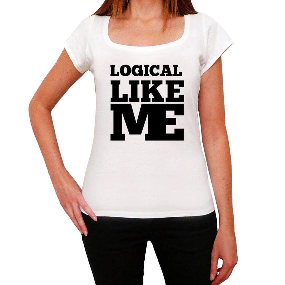 Logical Like Me White Womens Short Sleeve Round Neck T-Shirt - White / Xs - Casual