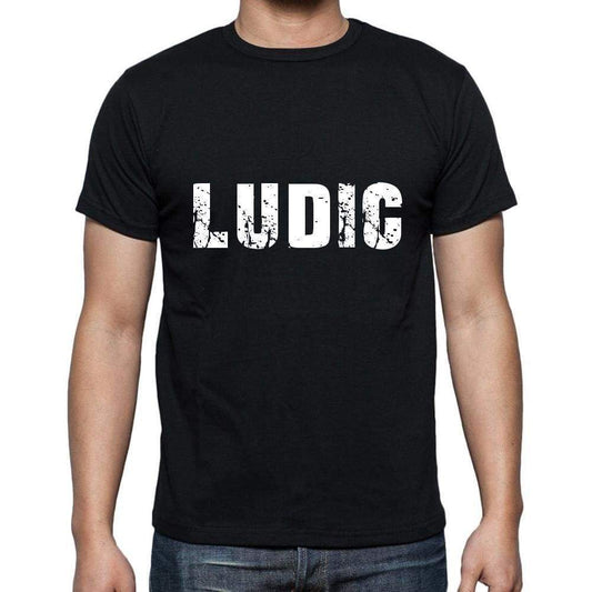Ludic Mens Short Sleeve Round Neck T-Shirt 5 Letters Black Word 00006 - Casual