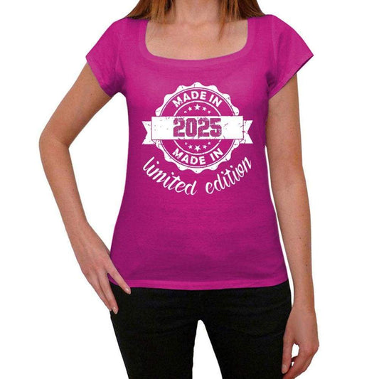 Made In 2025 Limited Edition Womens T-Shirt Pink Birthday Gift 00427 - Pink / Xs - Casual