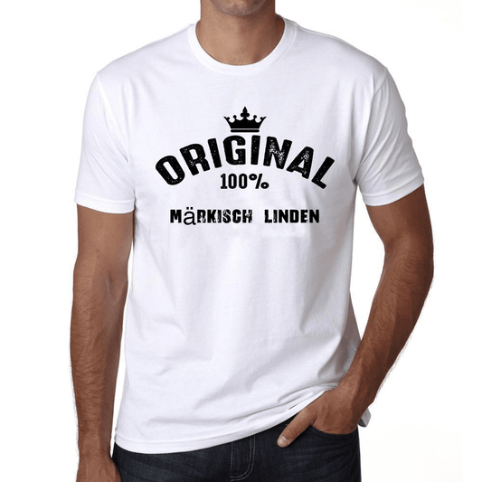 Märkisch Linden 100% German City White Mens Short Sleeve Round Neck T-Shirt 00001 - Casual