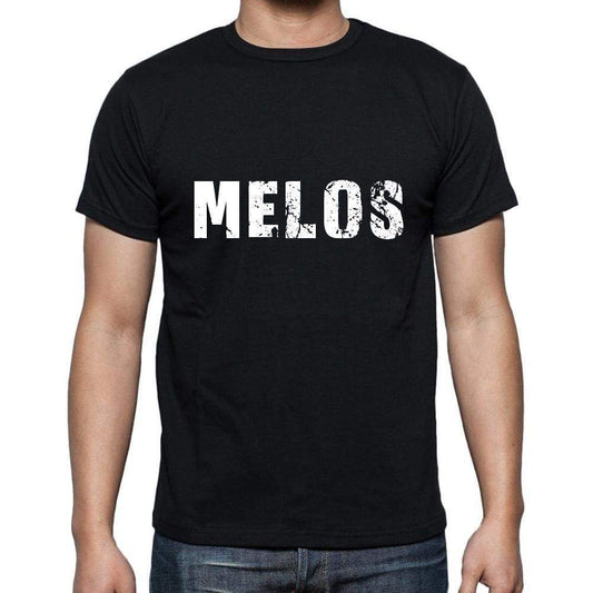 Melos Mens Short Sleeve Round Neck T-Shirt 5 Letters Black Word 00006 - Casual