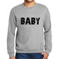 Mens Printed Graphic Sweatshirt Popular Words Baby Grey Marl - Grey Marl / Small / Cotton - Sweatshirts