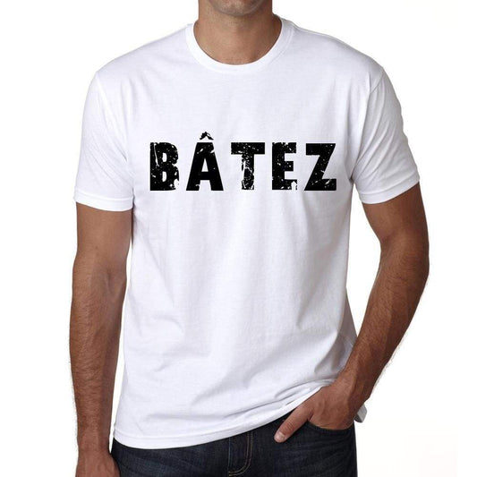 Mens Tee Shirt Vintage T Shirt Bâtez X-Small White 00561 - White / Xs - Casual