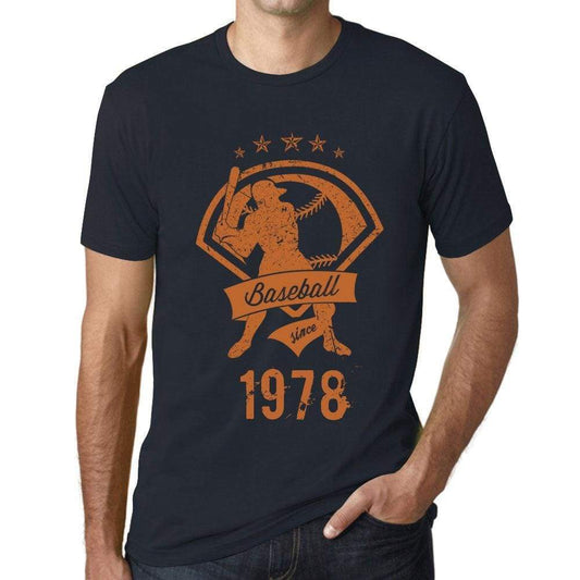 Mens Vintage Tee Shirt Graphic T Shirt Baseball Since 1978 Navy - Navy / Xs / Cotton - T-Shirt