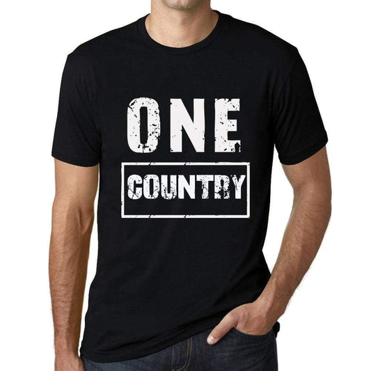 Men’s Vintage Tee Shirt <span>Graphic</span> T shirt One COUNTRY Deep Black - ULTRABASIC