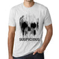 Mens Vintage Tee Shirt Graphic T Shirt Skull Suspicious Vintage White - Vintage White / Xs / Cotton - T-Shirt