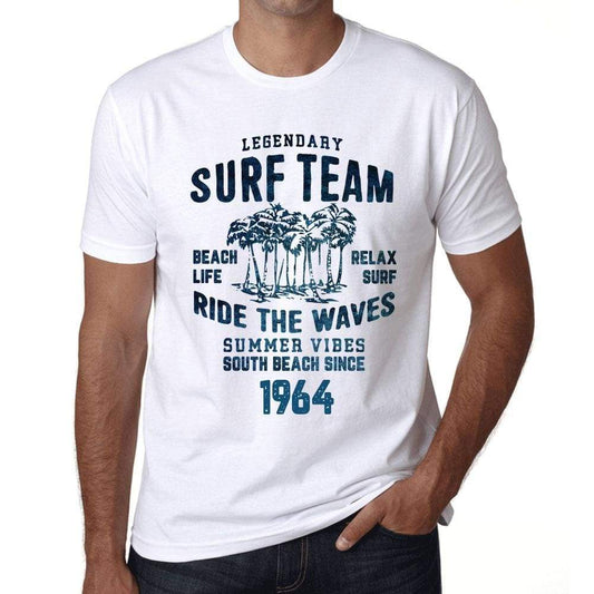 Mens Vintage Tee Shirt Graphic T Shirt Surf Team 1964 White - White / Xs / Cotton - T-Shirt