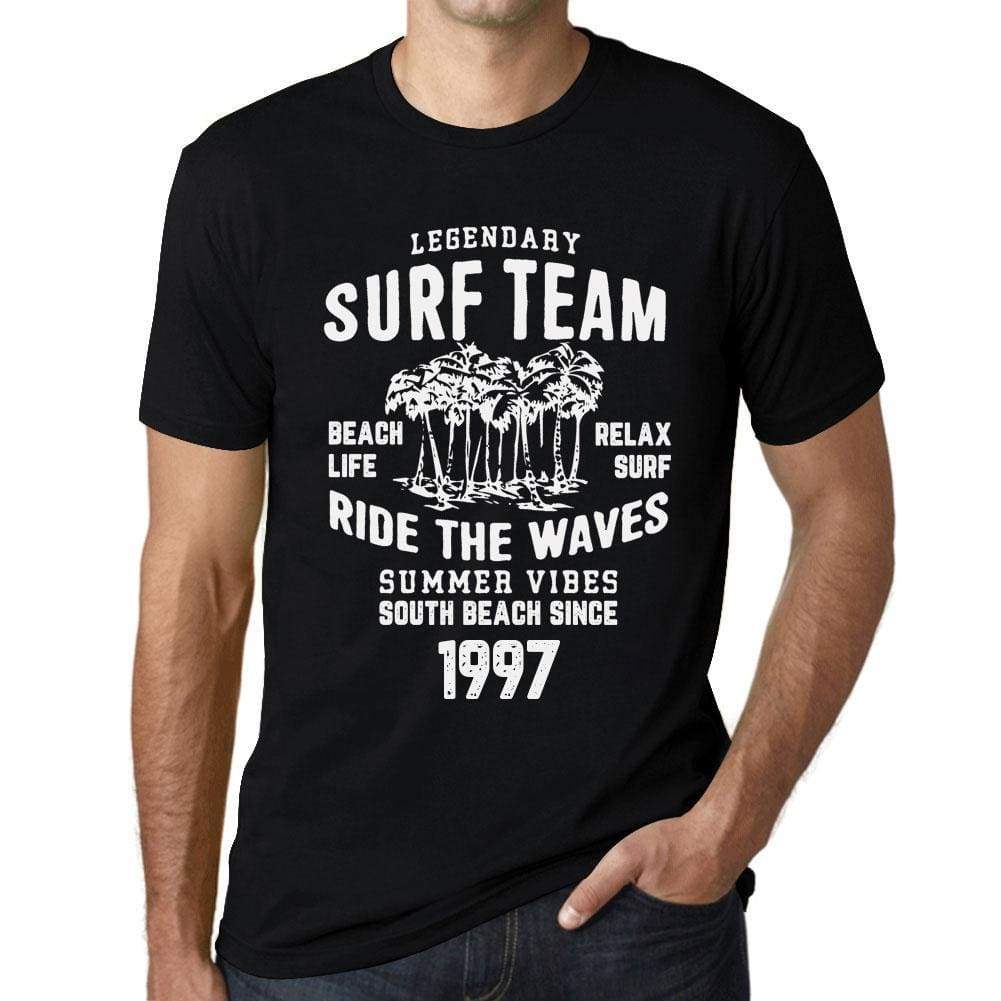 Mens Vintage Tee Shirt Graphic T Shirt Surf Team 1997 Deep Black - Deep Black / Xs / Cotton - T-Shirt