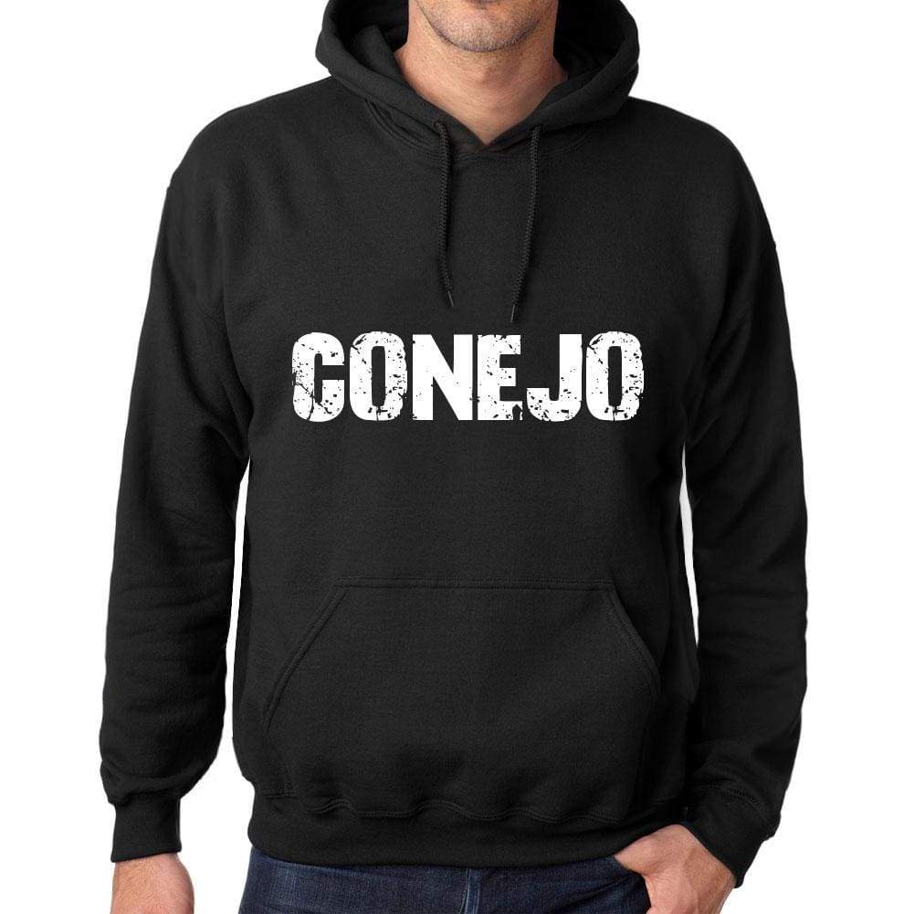 Mens Womens Unisex Printed Graphic Cotton Hoodie Soft Heavyweight Hooded Sweatshirt Pullover Popular Words Conejo Deep Black - Black / Xs /